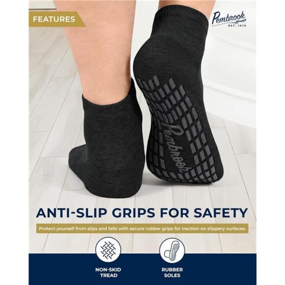 6 Pairs Diabetic Ankle Socks for Men & Women with Grips-12Colors Neuropathy Sock - Picture 3 of 7